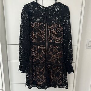 Aqua Elegant Black Lace Dress